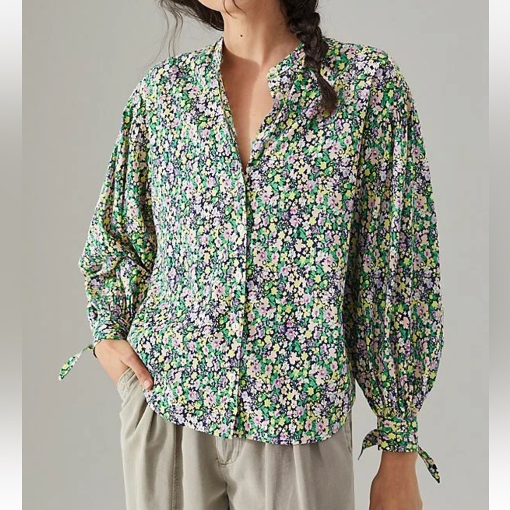 Anthropologie Ashleigh Floral Puff Sleeve Blouse